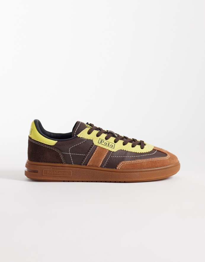 Polo Ralph Lauren B'ford zapatillas de ante en marrón y amarillo