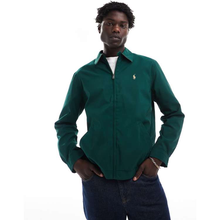 Polo Ralph Lauren Bi swing icon logo poly twill lined harrington in dark green ASOS