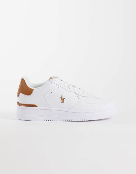 Polo Ralph Lauren – Biało-brązowe sneakersy z niską cholewką - view 1