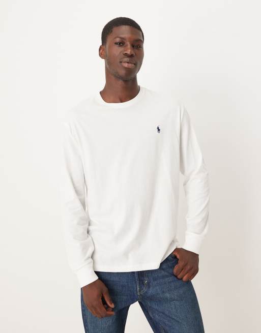 Polo Ralph Lauren – Biały T-shirt z długimi rękawami i logo