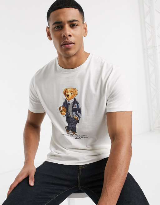 Polo Ralph Lauren – Biały t-shirt z logo z motywem niedźwiedzia