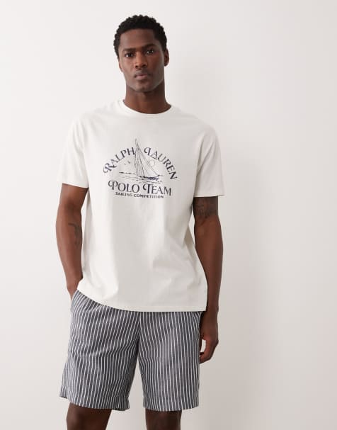 Polo Ralph Lauren – Biały T-shirt z nadrukiem na piersi w stylu vintage - view 1