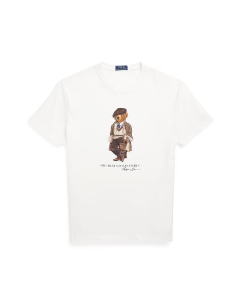 Polo Ralph Lauren – Biały T-shirt z motywem niedźwiadka w czapce - view 1