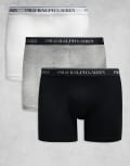 [Polo Ralph Lauren] Polo Ralph Lauren Big & Tall 3 pack trunks in black, white and grey-Multi 2XL Grey/black/white