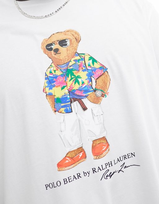 Polo Ralph Lauren Big & Tall beach club bear print t-shirt classic  oversized fit in white