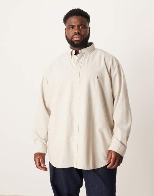 Polo Ralph Lauren – Big & Tall – Beżowa koszula oxford o klasycznym kroju z logo