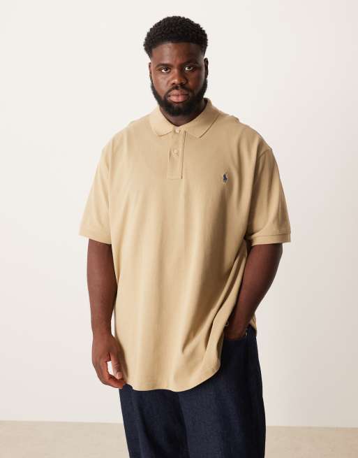 Polo Ralph Lauren Big & Tall – Beżowa koszulka polo z bawełny pima z logo