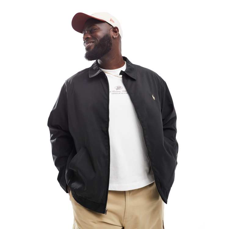 Polo Ralph Lauren Big Tall Bi Swing Gefutterte Harrington Jacke in Schwarz mit Markenlogo