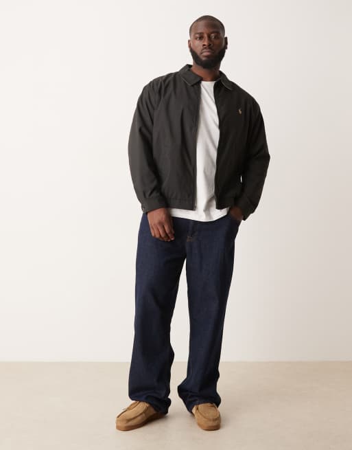 Polo Ralph Lauren Big & Tall Bi-swing lined twill harrington jacket in black, 2 of 5