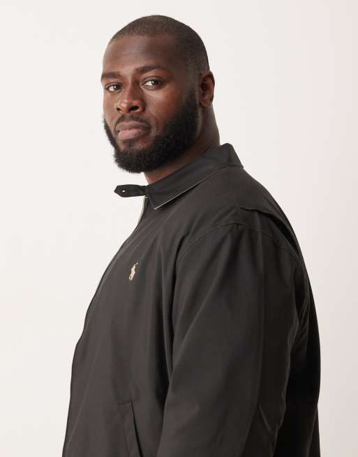 Polo Ralph Lauren Big & Tall Bi-swing lined twill harrington jacket in black, 4 of 5