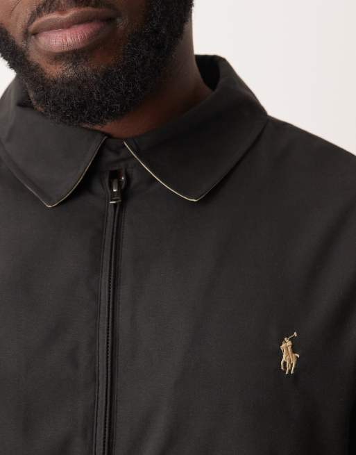 Polo Ralph Lauren Big & Tall Bi-swing lined twill harrington jacket in black, 5 of 5