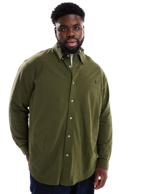 Polo Ralph Lauren Big & Tall - Camicia in piqué verde scuro con logo a icona