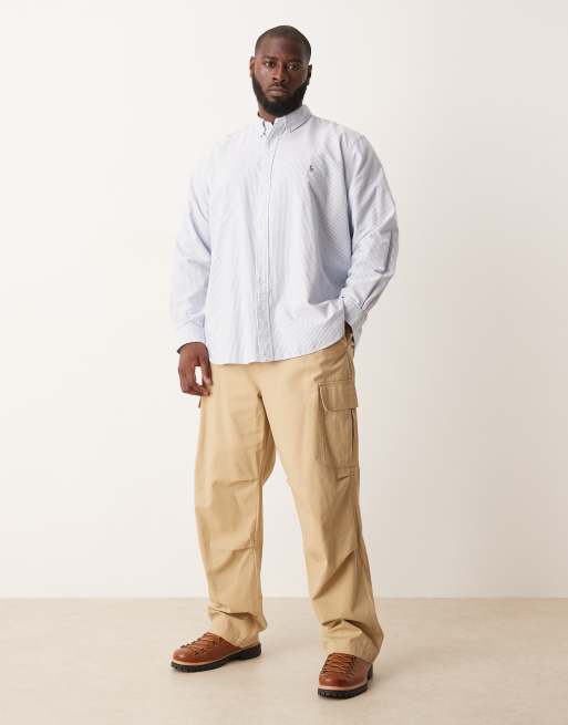 Polo Ralph Lauren Big & Tall - Camicia Oxford blu/bianca a righe con logo, 2 di 5