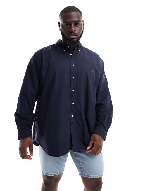 Polo Ralph Lauren Big & Tall - Camicia Oxford classica oversize blu navy con logo iconico