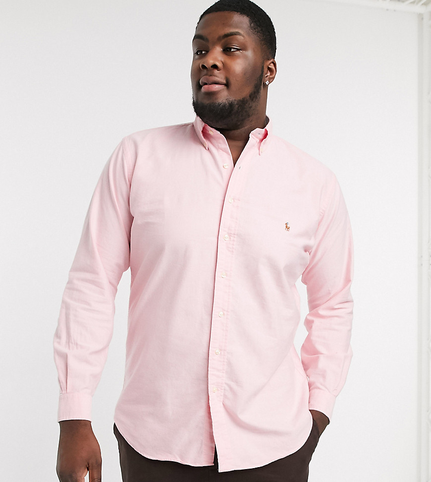 Polo Ralph Lauren Big & Tall - Camicia Oxford vestibilità classica custom fit con logo logo rosa