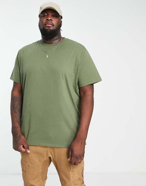 Polo Ralph Lauren Big & Tall central icon logo t-shirt in olive green | ASOS