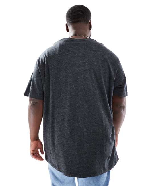 Polo Ralph Lauren Big & Tall central script logo t-shirt classic oversized fit in black marl, 2 of 4