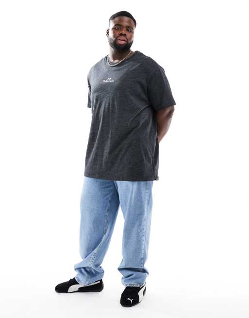 Polo Ralph Lauren Big & Tall central script logo t-shirt classic oversized fit in black marl, 3 of 4