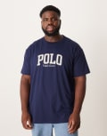 [Polo Ralph Lauren] Polo Ralph Lauren Big & Tall collegiate script logo t-shirt classic fit in navy 5XL navy