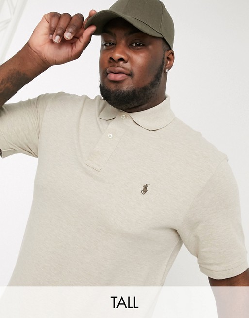Polo Ralph Lauren Big & Tall custom regular fit pique polo in beige with player logo