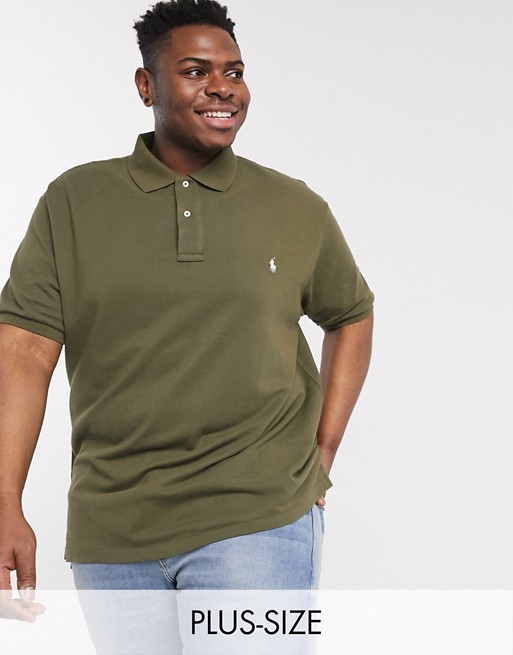 Polo Ralph Lauren Big & Tall custom regular fit pique polo in olive green with player logo