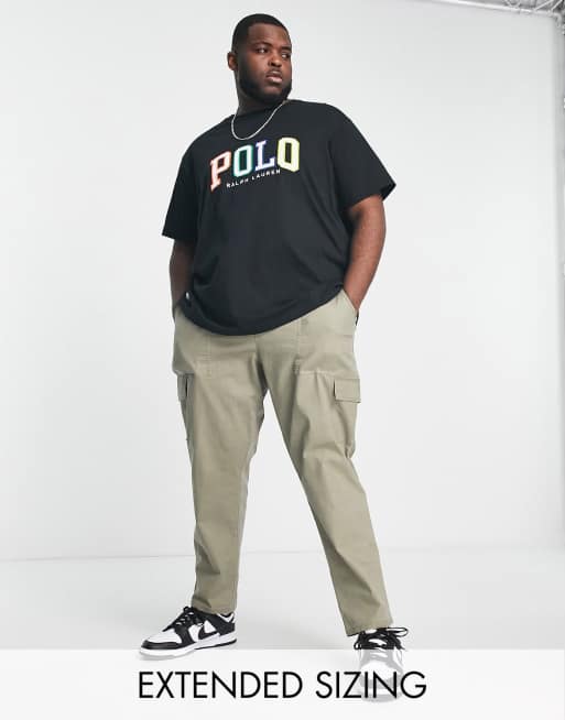 Polo Ralph Lauren Big & Tall – Czarny T-shirt o klasycznym kroju oversize z logo z efektem ombre