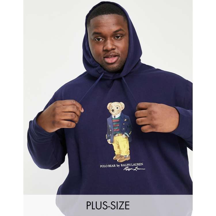 Polo Ralph Lauren Big & Tall dandy bear print hoodie in navy | ASOS