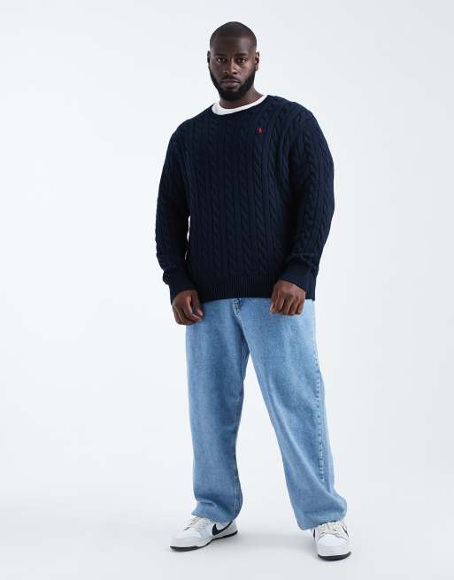 Polo Ralph Lauren Big & Tall - Driver - Pull en maille torsadée de coton à logo emblématique - Marine, 2 de 5