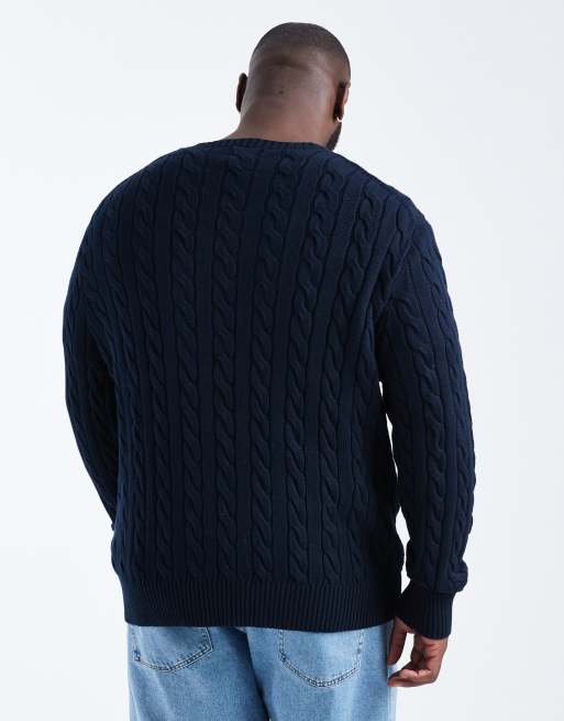 Polo Ralph Lauren Big & Tall - Driver - Pull en maille torsadée de coton à logo emblématique - Marine, 3 de 5