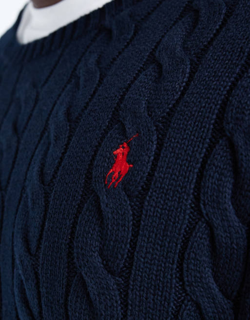 Polo Ralph Lauren Big & Tall - Driver - Pull en maille torsadée de coton à logo emblématique - Marine, 5 de 5