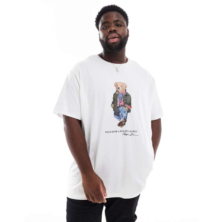 Polo Ralph Lauren Big Tall explorer bear print t shirt classic oversized fit in white ASOS