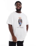 [Polo Ralph Lauren] Polo Ralph Lauren Big & Tall explorer bear print t-shirt classic oversized fit in white 4XL white