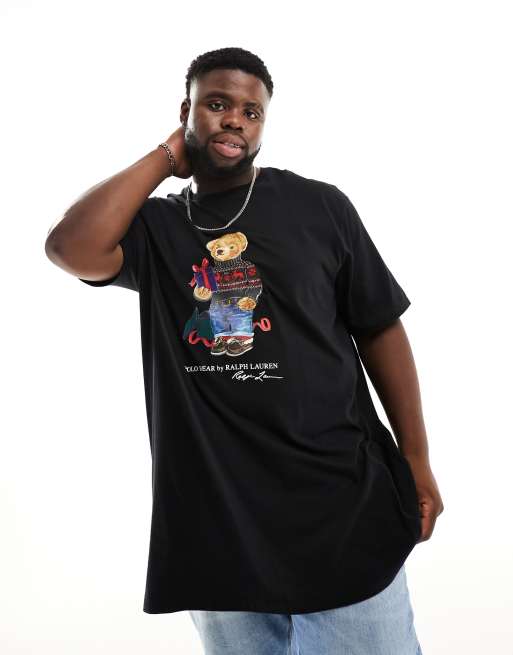 Polo Ralph Lauren Big Tall gift bear print t shirt classic oversized fit in black ASOS