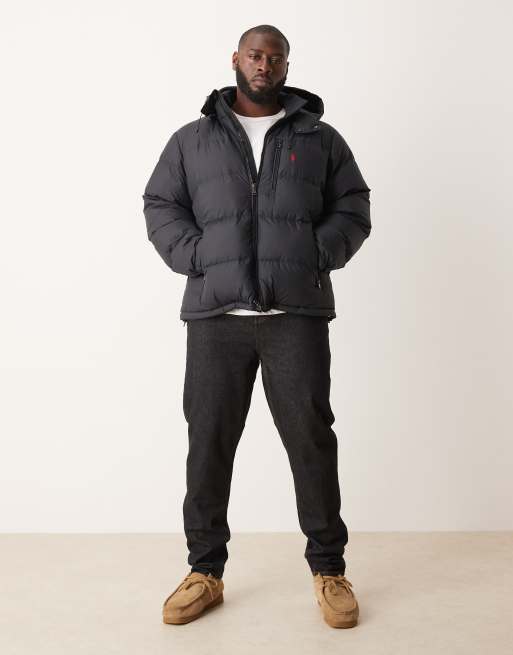 Polo Ralph Lauren Big & Tall Gorham icon logo insulated down puffer jacket in black, 2 of 5