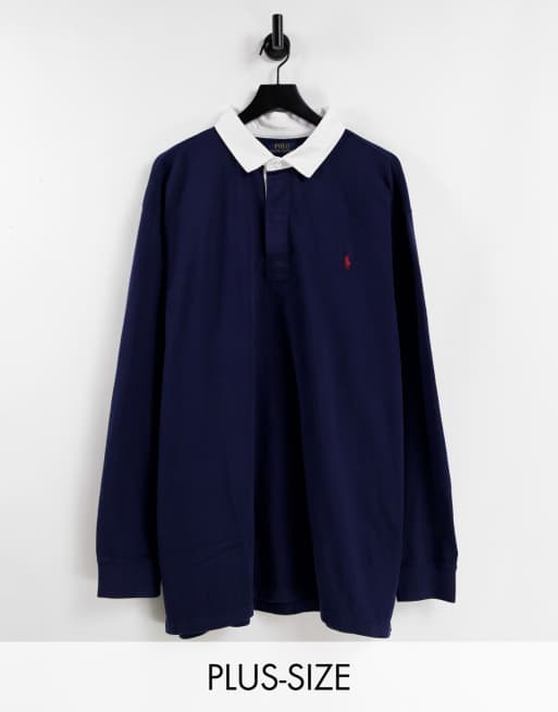 Polo Ralph Lauren Big & Tall – Granatowa koszulka polo typu rugby o regularnym kroju z kultowym logo