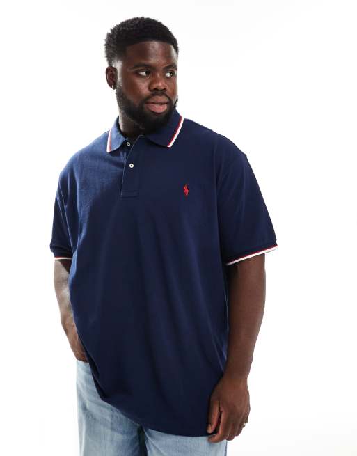 Polo Ralph Lauren Big & Tall – Granatowa pikowana koszulka polo z logo