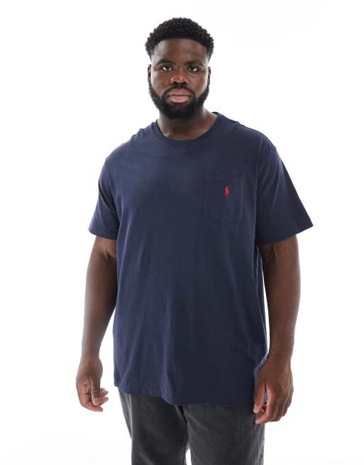 Polo Ralph Lauren Big & Tall – Granatowy T-shirt o klasycznym kroju z logo