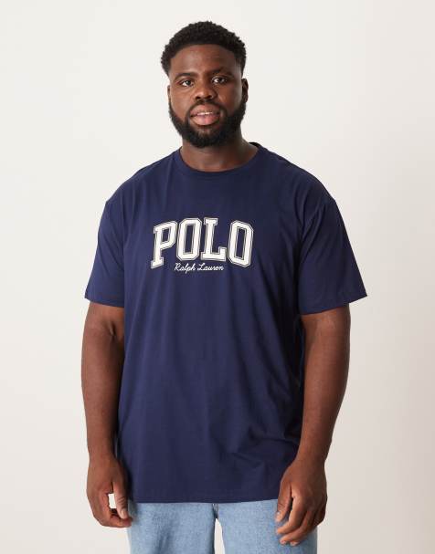 Polo Ralph Lauren Big & Tall collegiate script logo t-shirt classic fit in navy