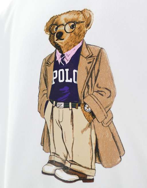 Polo Ralph Lauren Big & Tall heritage bear print sweatshirt in white, 5 of 5