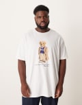 [Polo Ralph Lauren] Polo Ralph Lauren Big & Tall heritage bear print t-shirt classic fit in white 5XL white