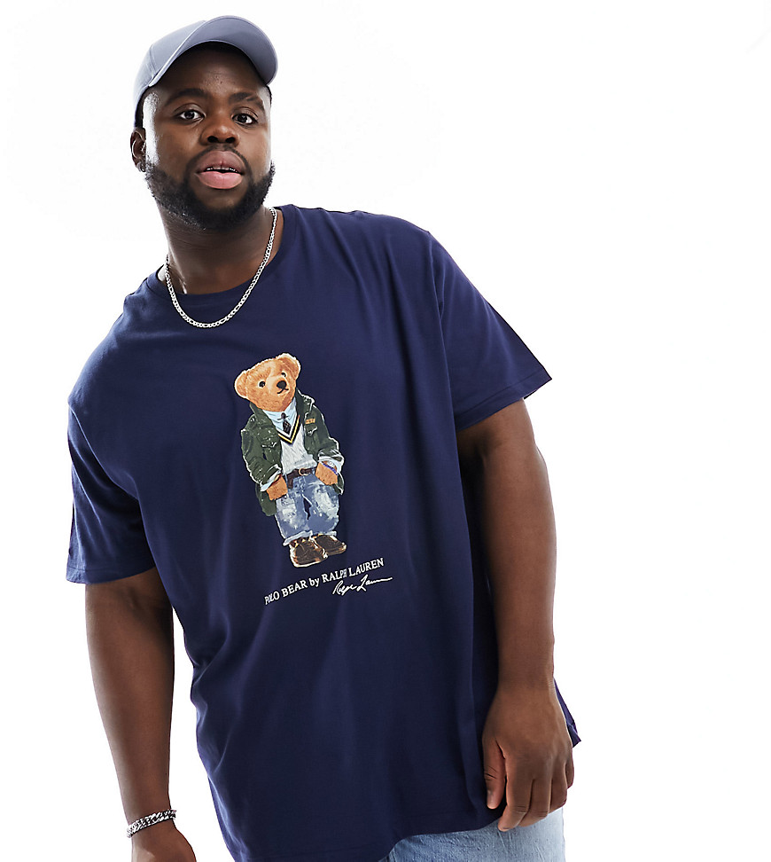 Polo Ralph Lauren Big & Tall heritage bear print t-shirt classic oversized fit in navy