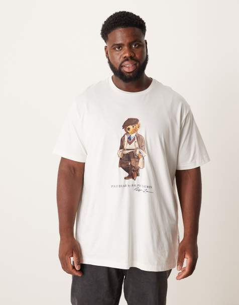 Polo Ralph Lauren Big & Tall heritage cap bear print t-shirt in white