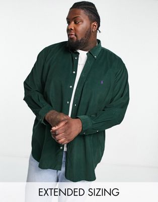 Polo Ralph Lauren Big & Tall icon logo cord shirt in dark green