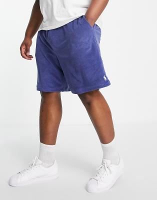 Polo Ralph Lauren Big & Tall icon logo cotton terry sweat shorts in navy - ASOS Price Checker