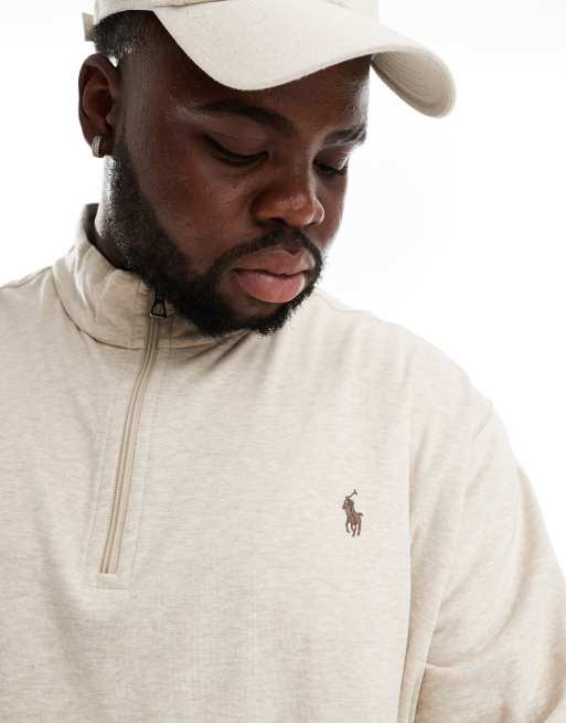 Polo Ralph Lauren big & Tall icon logo half zip double knit