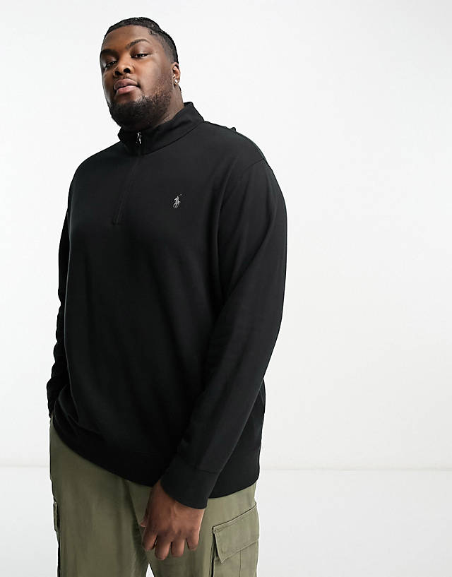 Polo Ralph Lauren - big & tall icon logo half zip sweatshirt in black