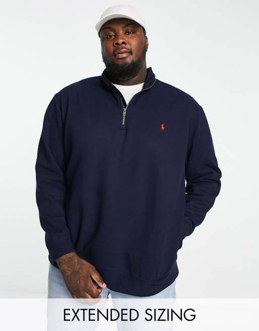 Polo Ralph Lauren Big & Tall icon logo half zip sweatshirt in navy