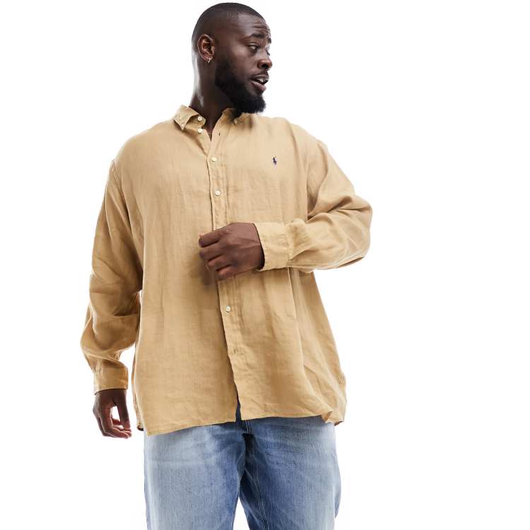 Polo Ralph Lauren Big & Tall icon logo linen shirt classic oversized 