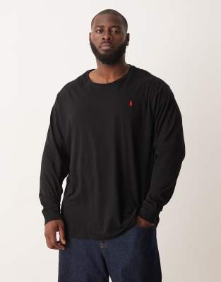 Polo Ralph Lauren Big & Tall icon logo long sleeve t-shirt in black