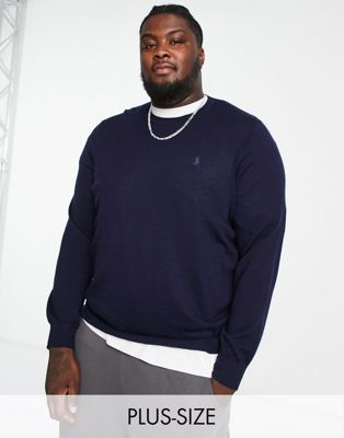 Polo Ralph Lauren Big & Tall icon logo merino wool knit jumper in navy